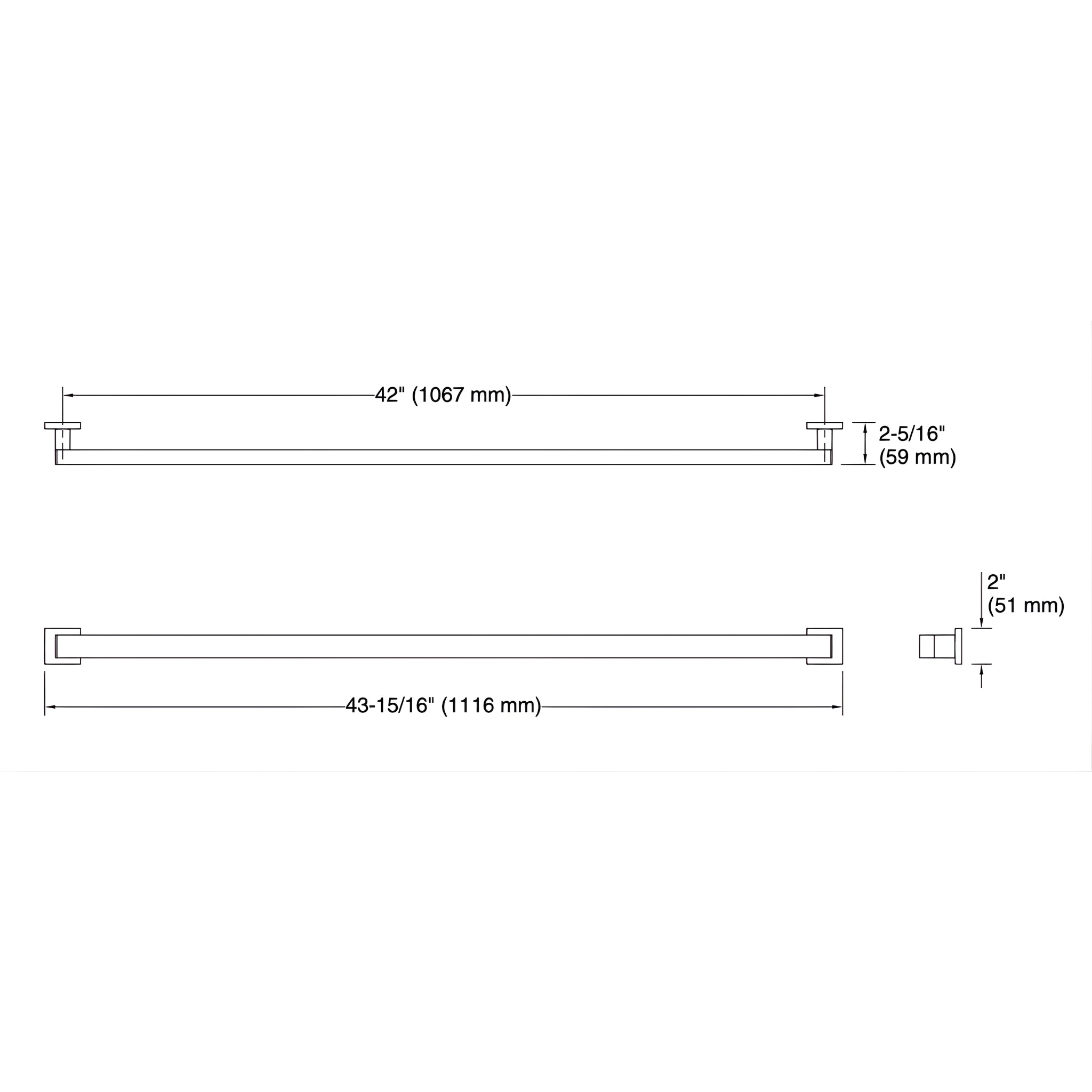 KOHLER SQUARE GRAB BAR BRUSHED BRASS (MULTIPLE SIZES AVAILABLE)