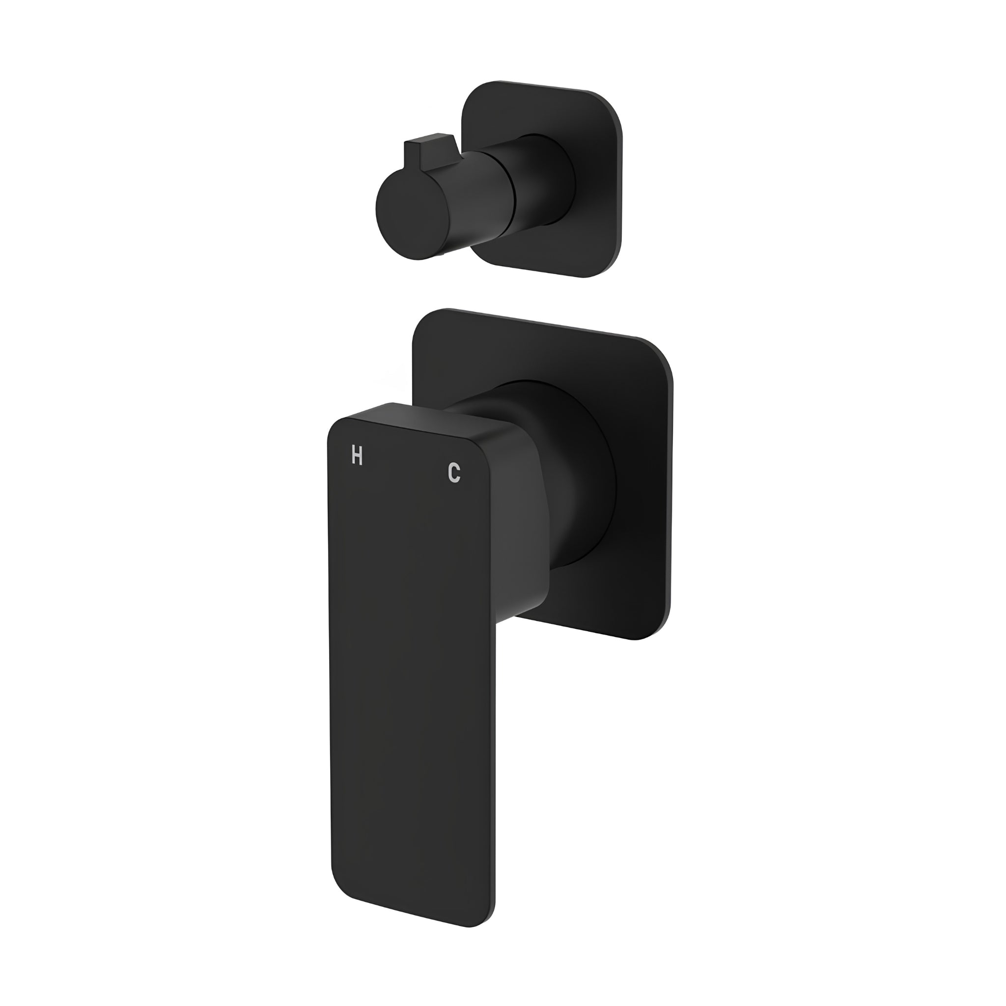 FIENZA TONO LEAD FREE WALL DIVERTER MIXER SQUARE PLATES MATTE BLACK