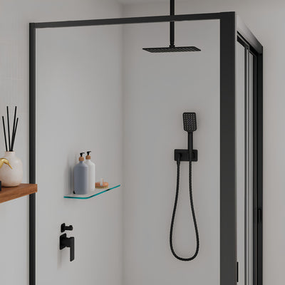 FIENZA TONO LEAD FREE WALL DIVERTER MIXER SQUARE PLATES MATTE BLACK