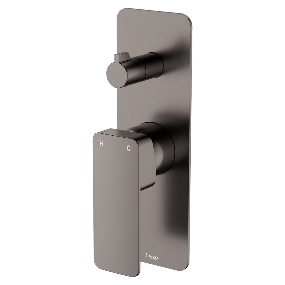 FIENZA TONO LEAD FREE WALL DIVERTER MIXER RECTANGULAR PLATE GUN METAL