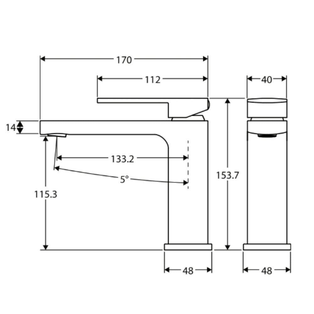 FIENZA TONO BASIN MIXER 154MM MATTE BLACK