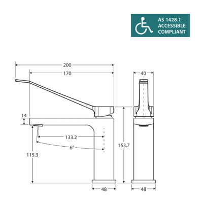 FIENZA TONO CARE BASIN MIXER 154MM BRUSHED NICKEL