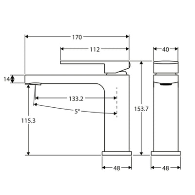 FIENZA TONO BASIN MIXER 154MM CHROME