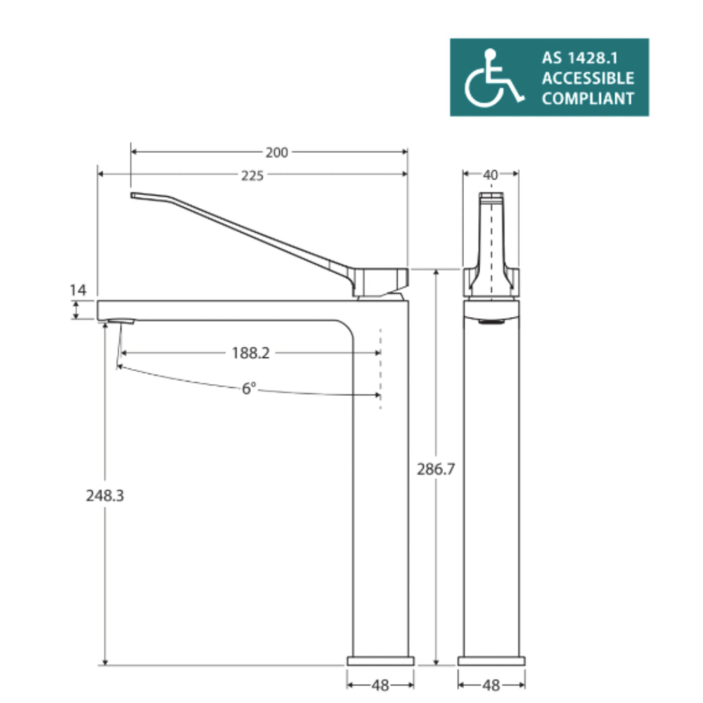 FIENZA TONO CARE TALL BASIN MIXER 287MM URBAN BRASS