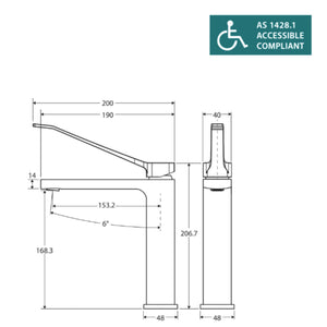FIENZA TONO CARE BASIN MIXER 207MM URBAN BRASS