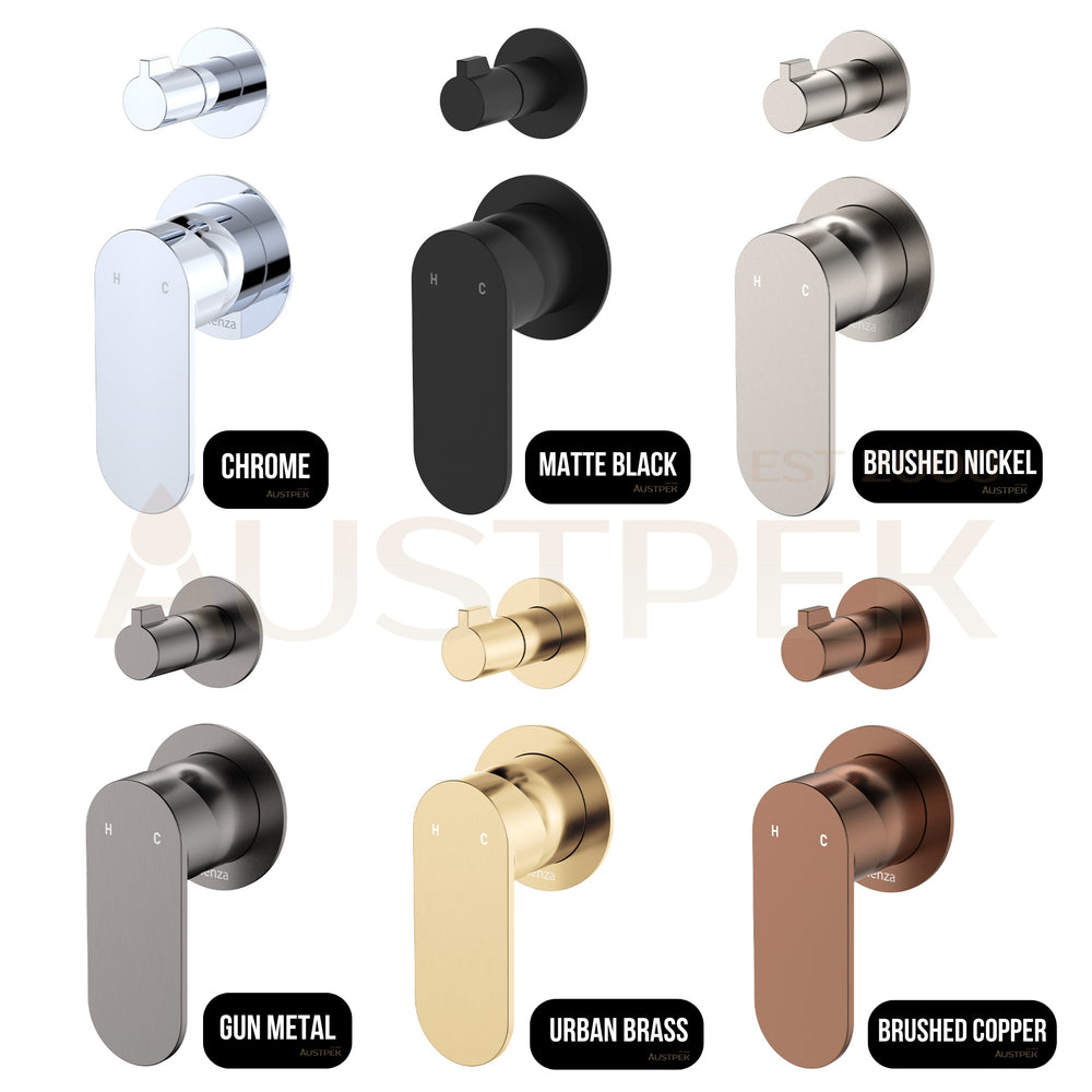 FIENZA EMPIRE SLIM LEAD FREE WALL DIVERTER MIXER SMALL ROUND PLATES BRUSHED COPPER