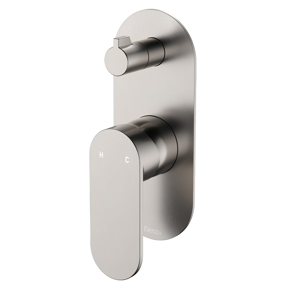 FIENZA EMPIRE SLIM LEAD FREE WALL DIVERTER MIXER LARGE OVAL PLATE BRUSHED NICKEL