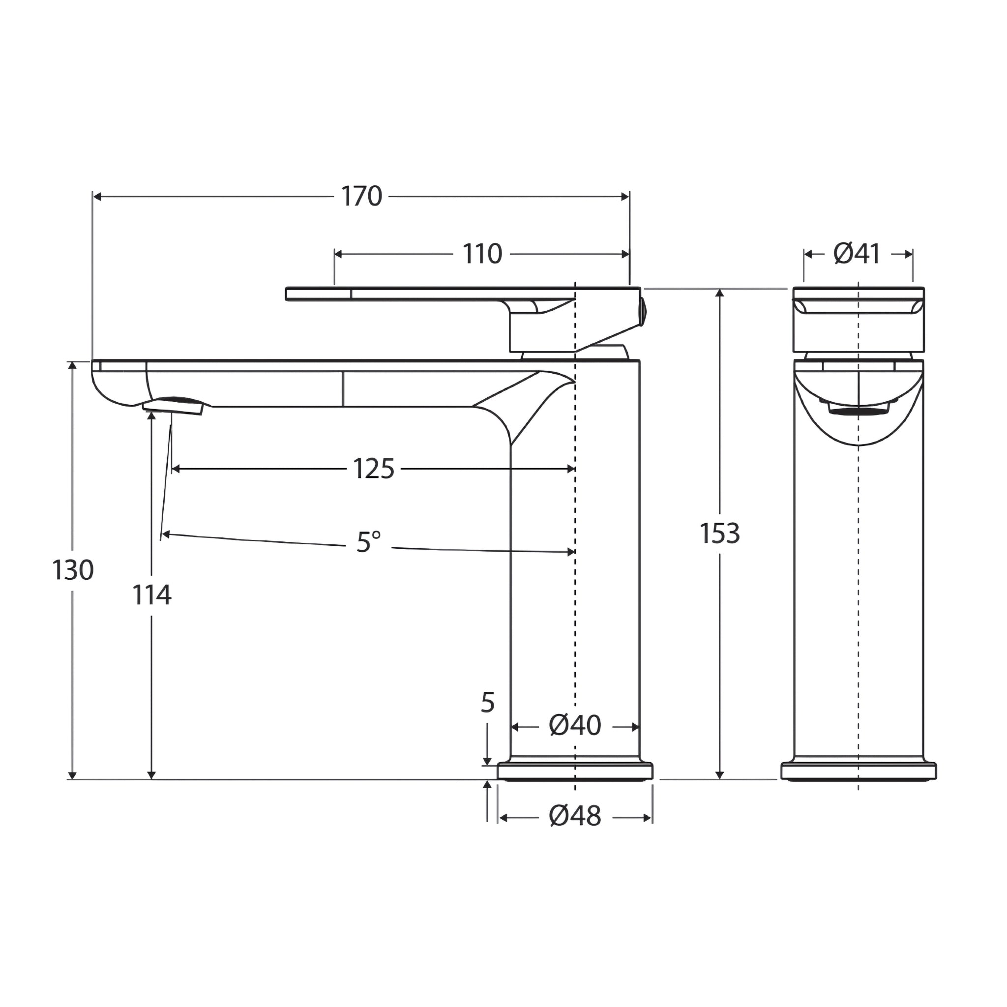 FIENZA EMPIRE SLIM BASIN MIXER 153MM CHROME