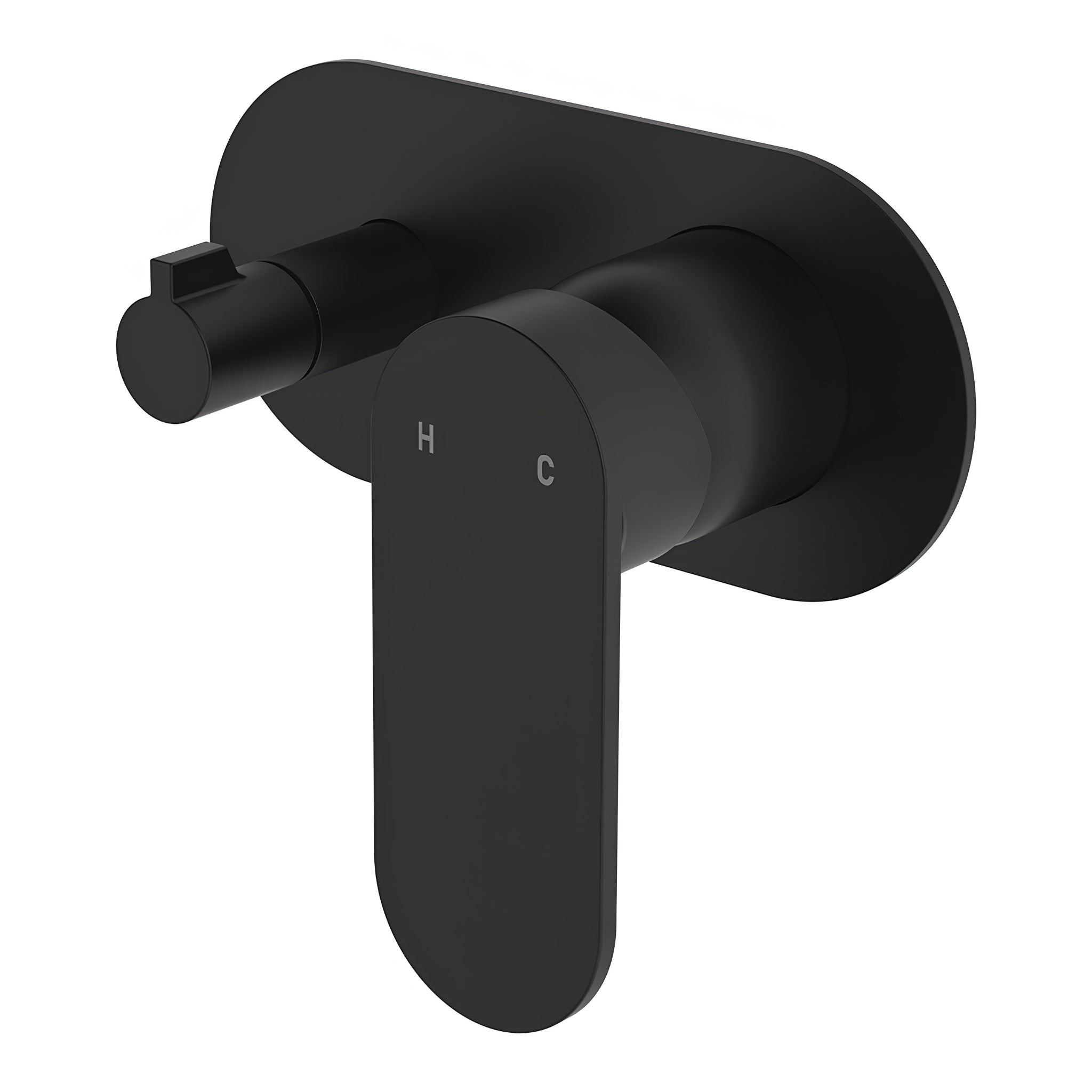 FIENZA EMPIRE SLIM LEAD FREE WALL DIVERTER MIXER LARGE OVAL PLATE 150MM MATTE BLACK