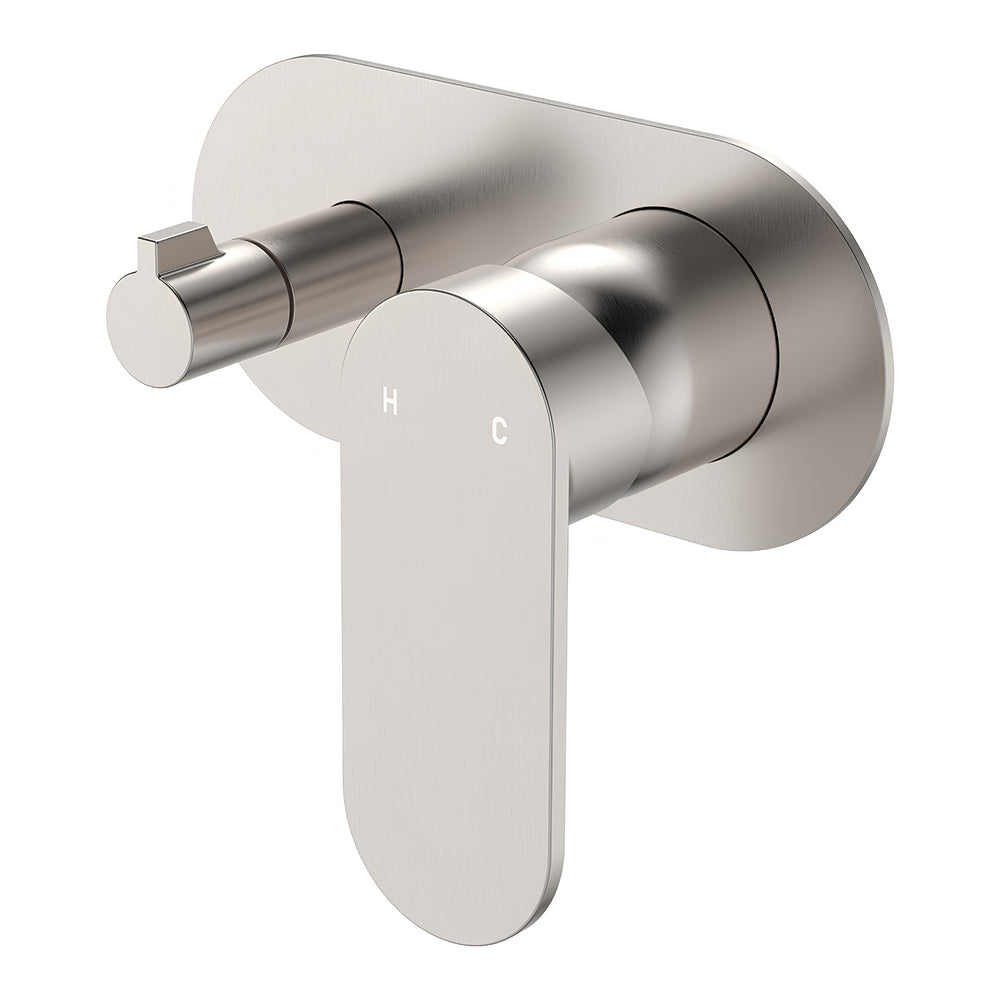 FIENZA EMPIRE SLIM LEAD FREE WALL DIVERTER MIXER LARGE OVAL PLATE 150MM BRUSHED NICKEL