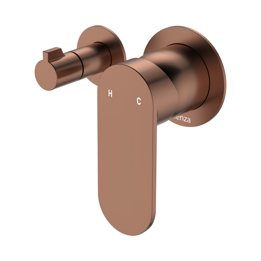 FIENZA EMPIRE SLIM LEAD FREE WALL DIVERTER MIXER SMALL ROUND PLATES 132MM BRUSHED COPPER