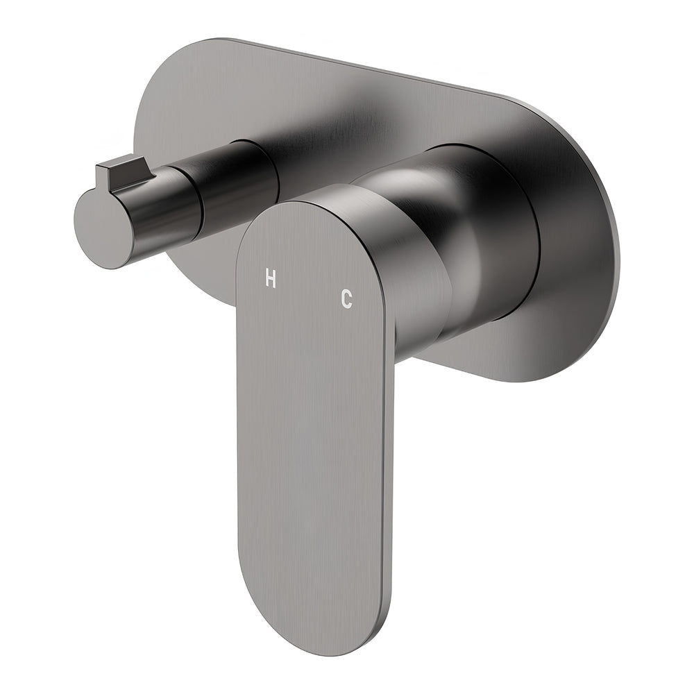 FIENZA EMPIRE SLIM LEAD FREE WALL DIVERTER MIXER LARGE OVAL PLATE 150MM GUN METAL