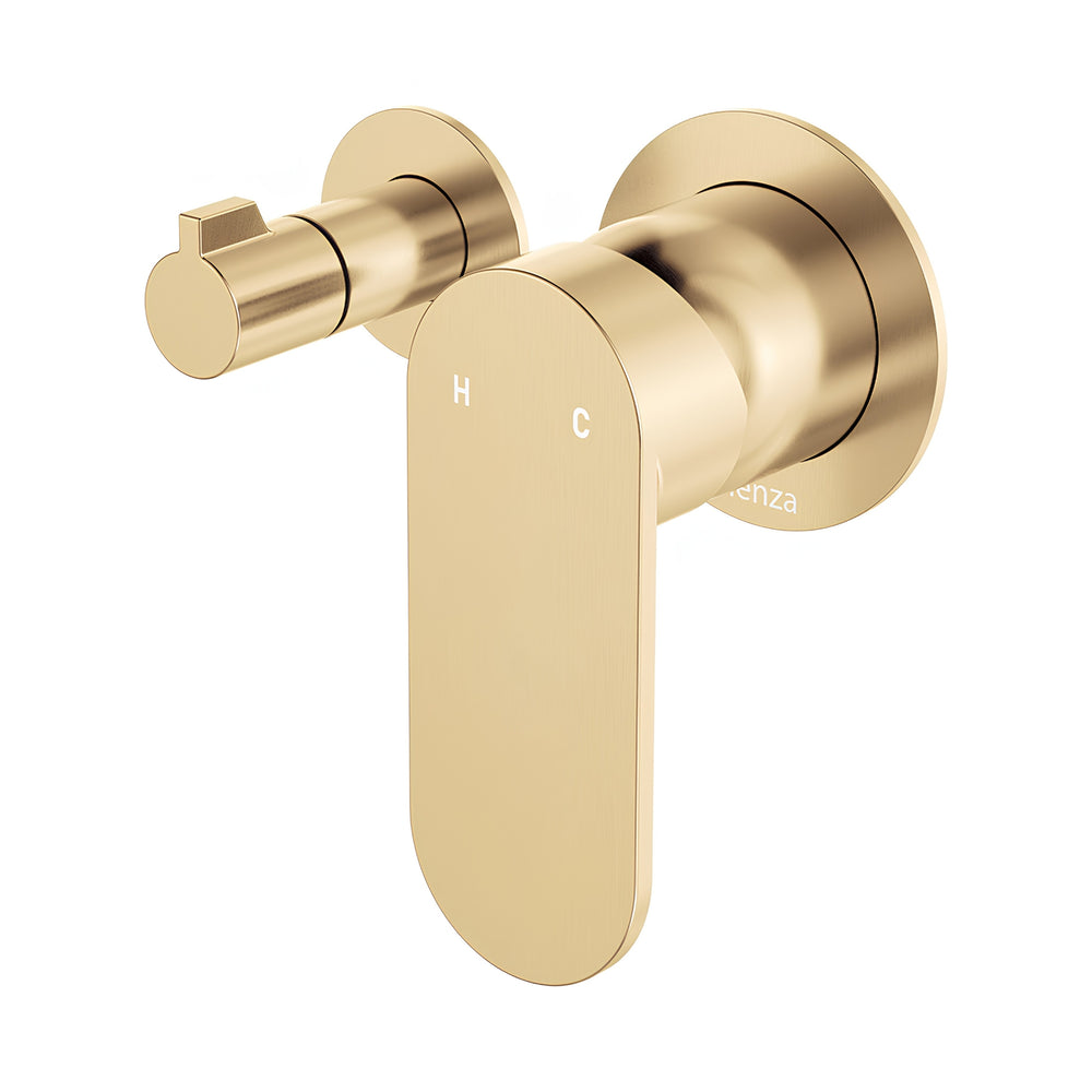 FIENZA EMPIRE SLIM LEAD FREE WALL DIVERTER MIXER SMALL ROUND PLATES 132MM URBAN BRASS