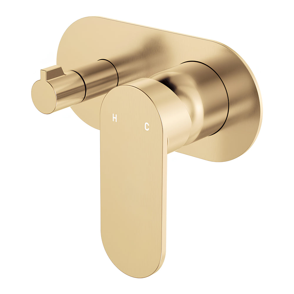 FIENZA EMPIRE SLIM LEAD FREE WALL DIVERTER MIXER LARGE OVAL PLATE 150MM URBAN BRASS