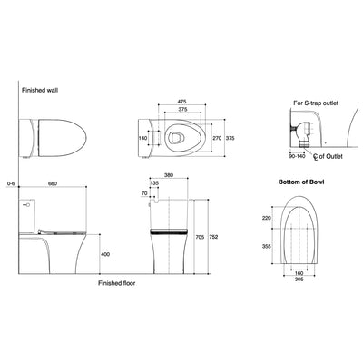 KOHLER VEIL BACK-TO-WALL TOILET WITH SLIM SEAT GLOSS WHITE