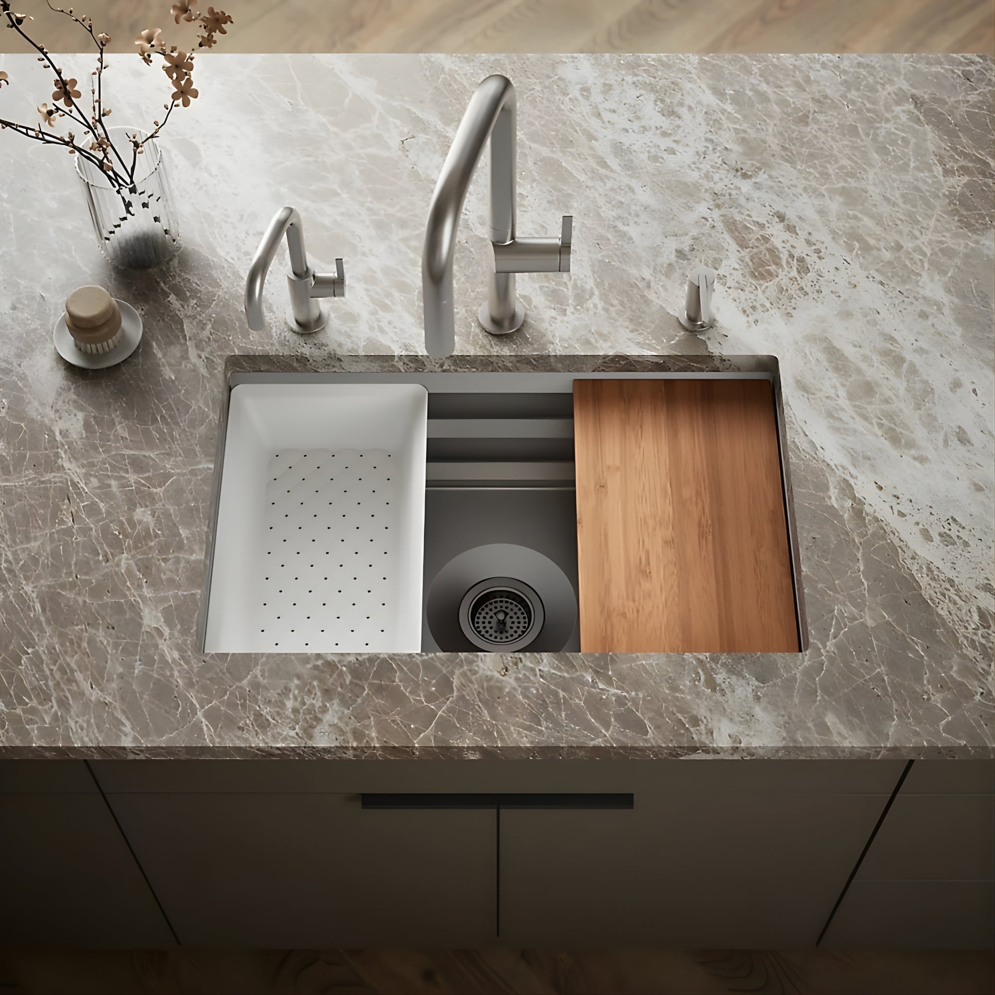 KOHLER PROLIFIC UNDERMOUNT WORKSTATION KITCHEN SINK STAINLESS STEEL 737MM