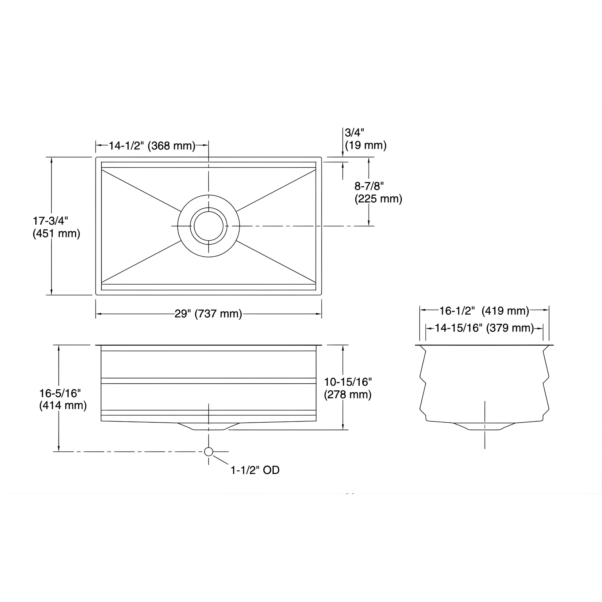 KOHLER PROLIFIC UNDERMOUNT WORKSTATION KITCHEN SINK STAINLESS STEEL 737MM