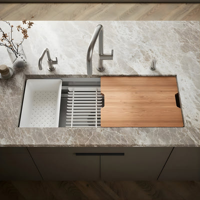 KOHLER PROLIFIC UNDERMOUNT SINGLE BOWL WORKSTATION KITCHEN SINK STAINLESS STEEL 1118MM