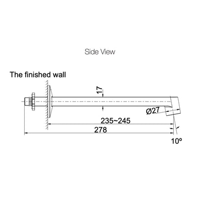 KOHLER COMPONENTS WALL MOUNT ROW BASIN SPOUT 245MM CHROME