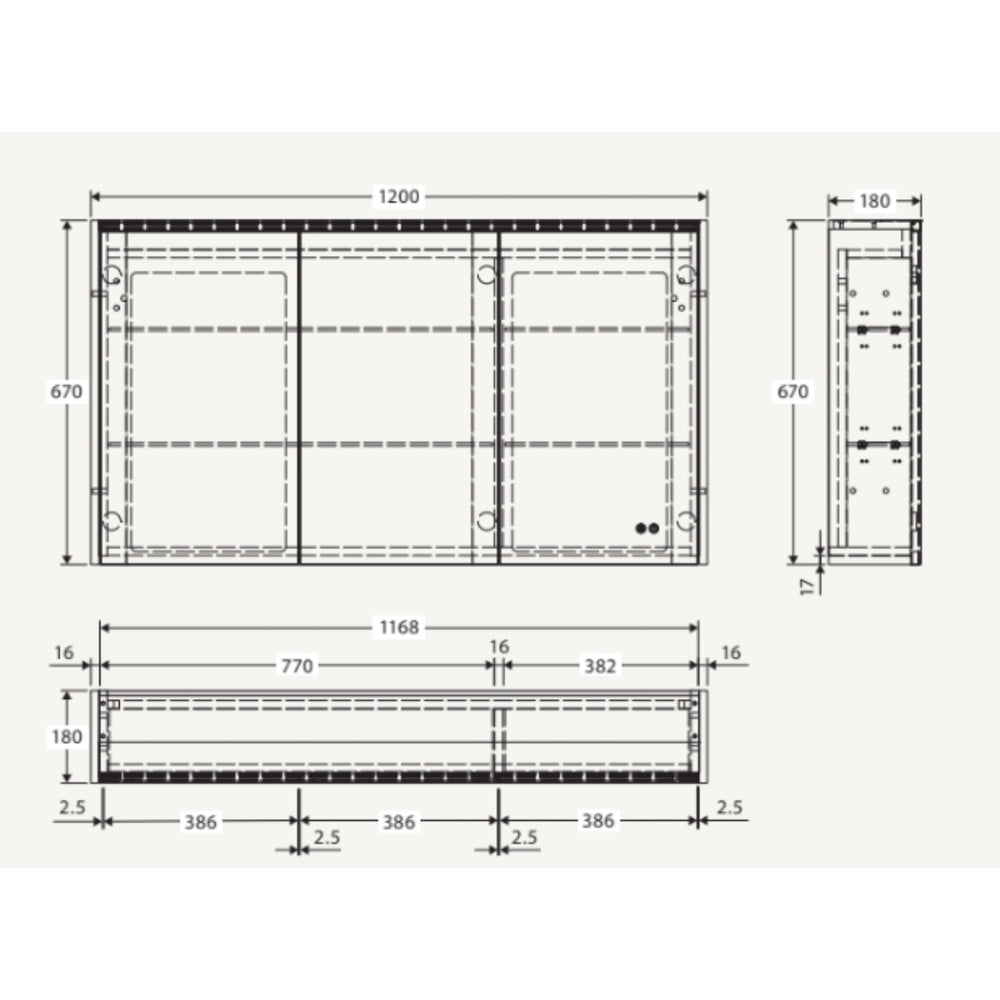 FIENZA SCANDI OAK LED MIRROR SHAVING CABINET WITH SIDE PANELS 1200X670MM