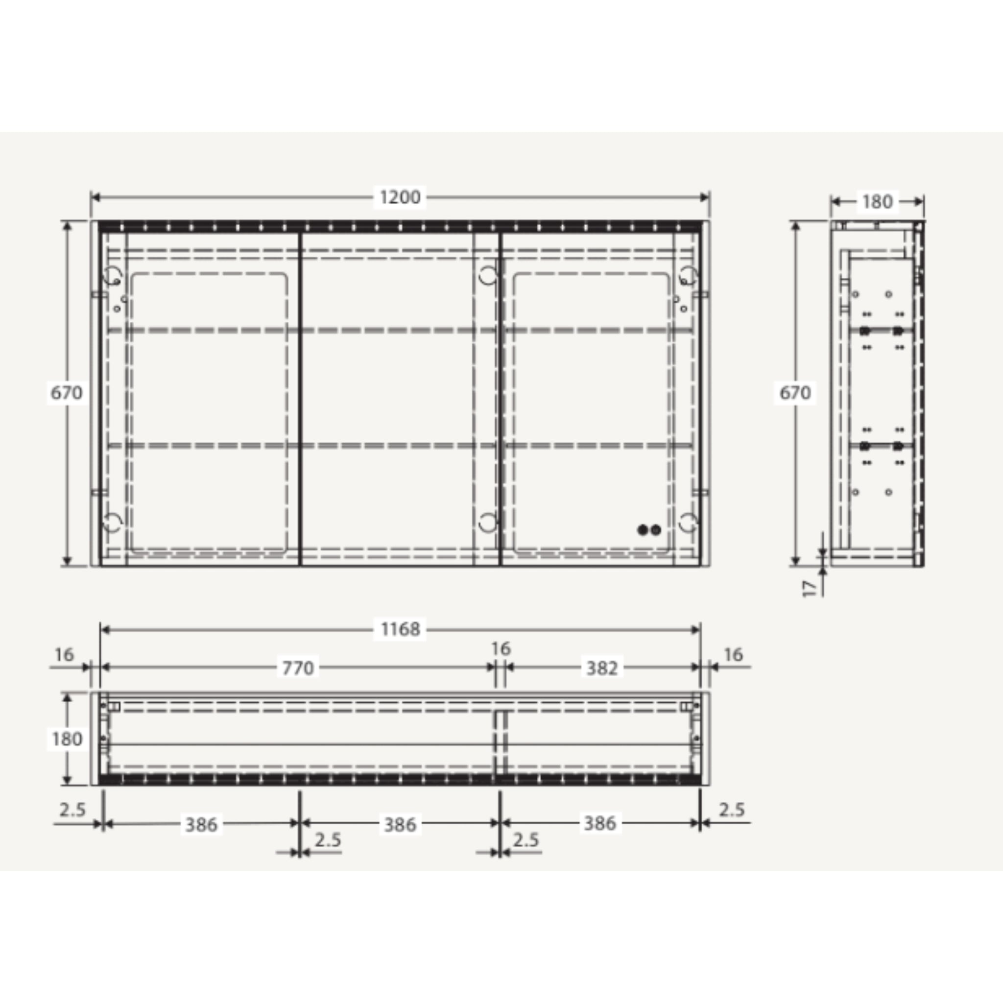 FIENZA SCANDI OAK LED MIRROR SHAVING CABINET WITH SIDE PANELS 1200X670MM