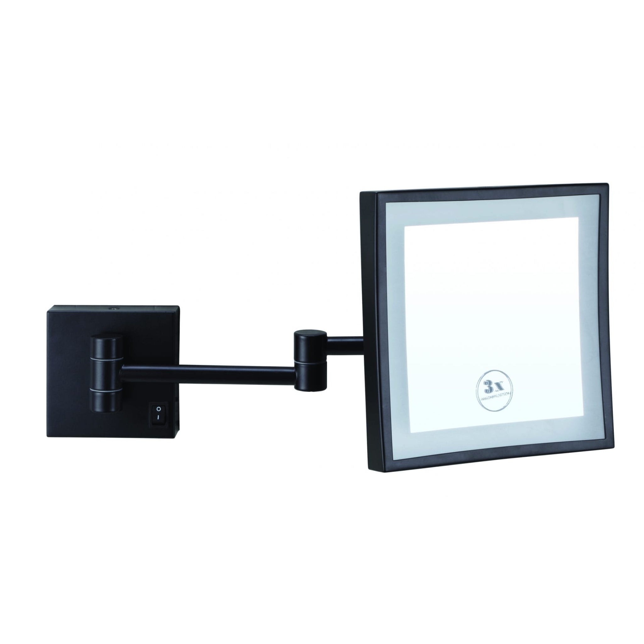 THERMOGROUP ABLAZE SQUARE 3X MAGNIFIED MIRROR LIGHT MATT BLACK 150MM