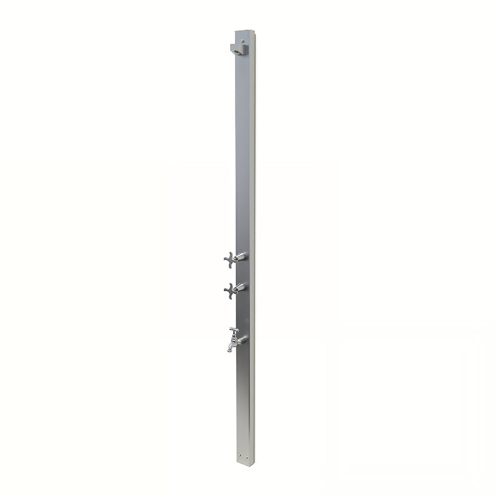 RAINWARE AUSSIE WALL MOUNTED OUTDOOR HOT AND COLD SHOWER AND FOOTWASH SILVER