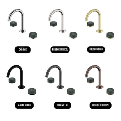 NERO SERENITY BASIN SET ARC SPOUT WITH VERDE ALPI HANDLE 210MM BRUSHED BRONZE