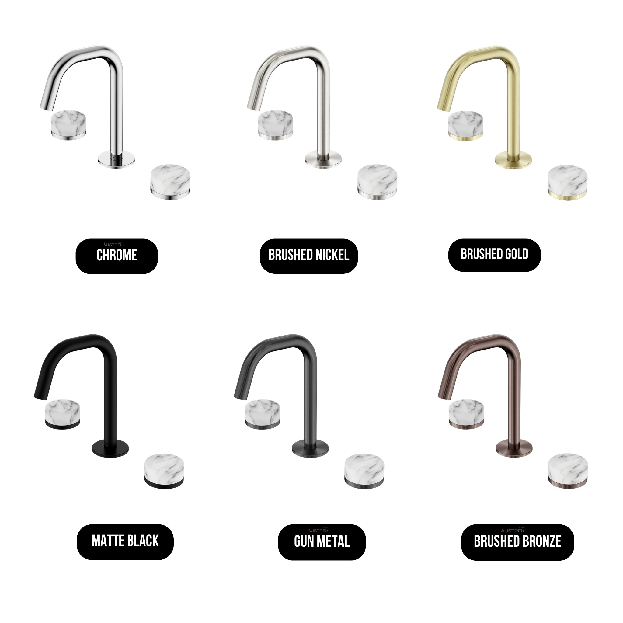 NERO SERENITY BASIN SET EDGE SPOUT WITH ARABESCATO CORCHIA HANDLE 210MM BRUSHED BRONZE