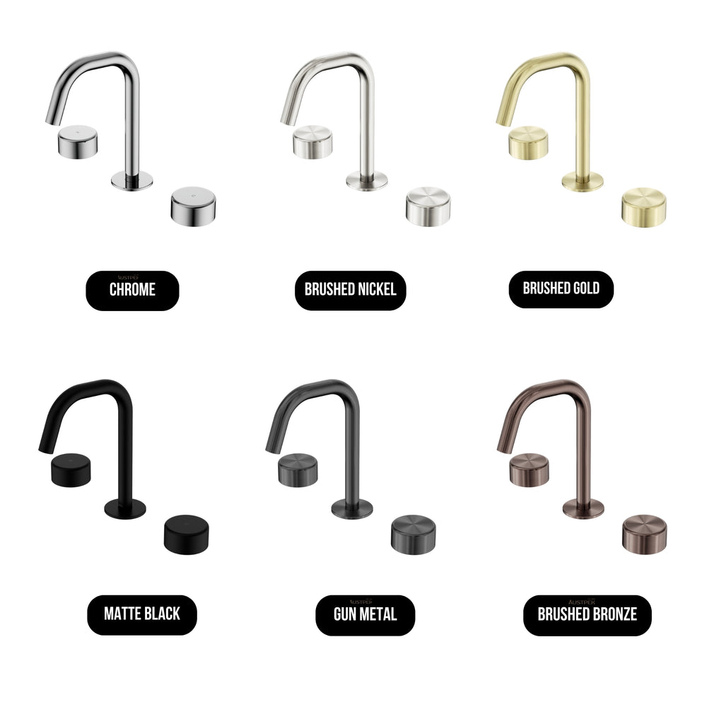 NERO SERENITY BASIN SET EDGE SPOUT WITH METAL HANDLE 210MM BRUSHED NICKEL