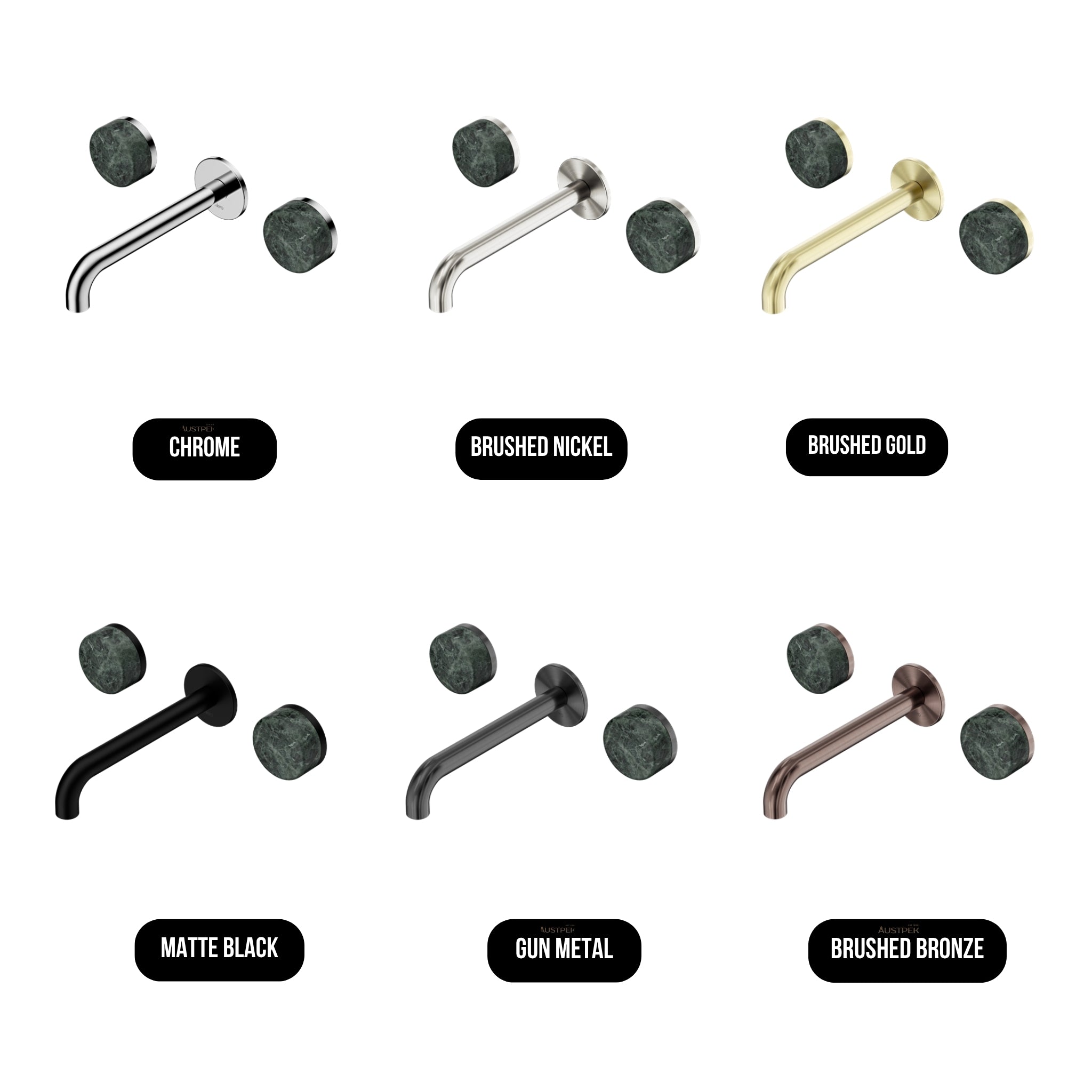 NERO SERENITY WALL BASIN SET SPOUT WITH VERDE ALPI HANDLE GUN METAL (AVAILABLE IN 160MM, 185MM AND 220MM)