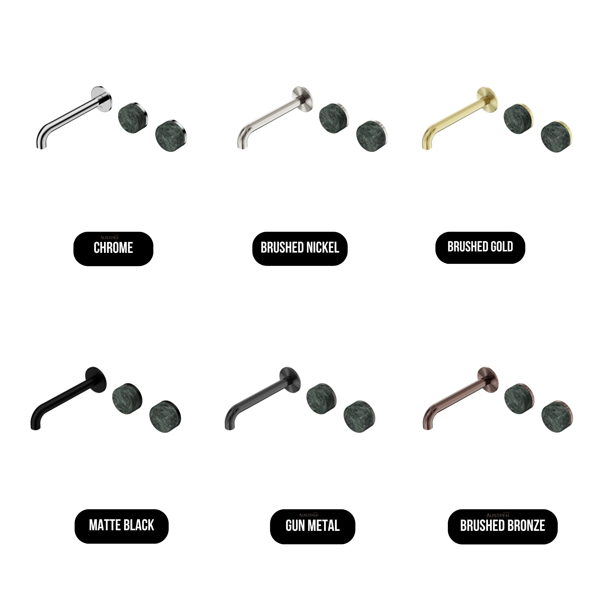 NERO SERENITY WALL BASIN SET OFFSET SPOUT WITH VERDE ALPI HANDLE BRUSHED BRONZE (AVAILABLE IN 160MM, 185MM AND 220MM)