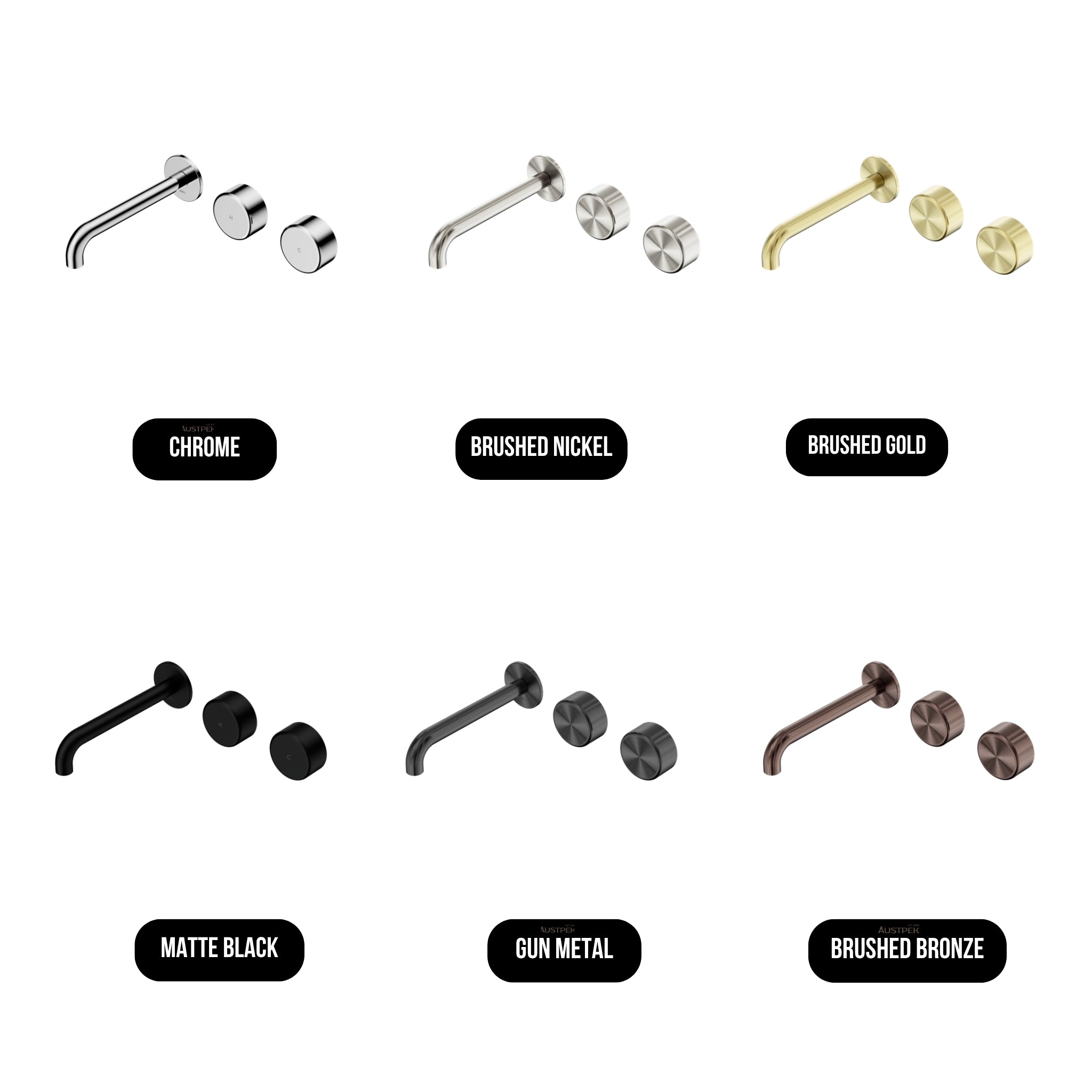 NERO SERENITY WALL BASIN SET OFFSET SPOUT WITH METAL HANDLE BRUSHED BRONZE (AVAILABLE IN 160MM, 185MM AND 220MM)