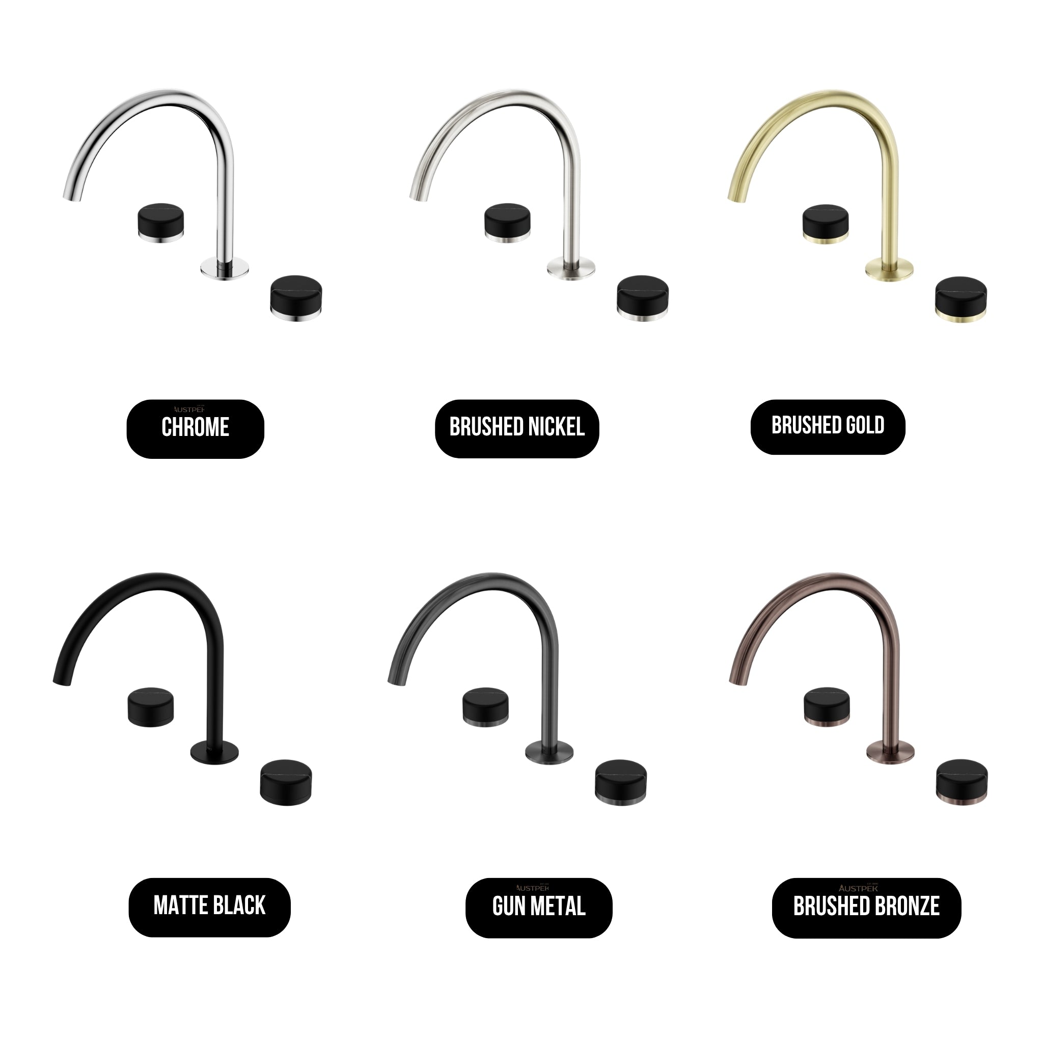 NERO SERENITY BATH/KITCHEN SET ARC SPOUT WITH MARQUINA BLACK HANDLE 260MM MATTE BLACK