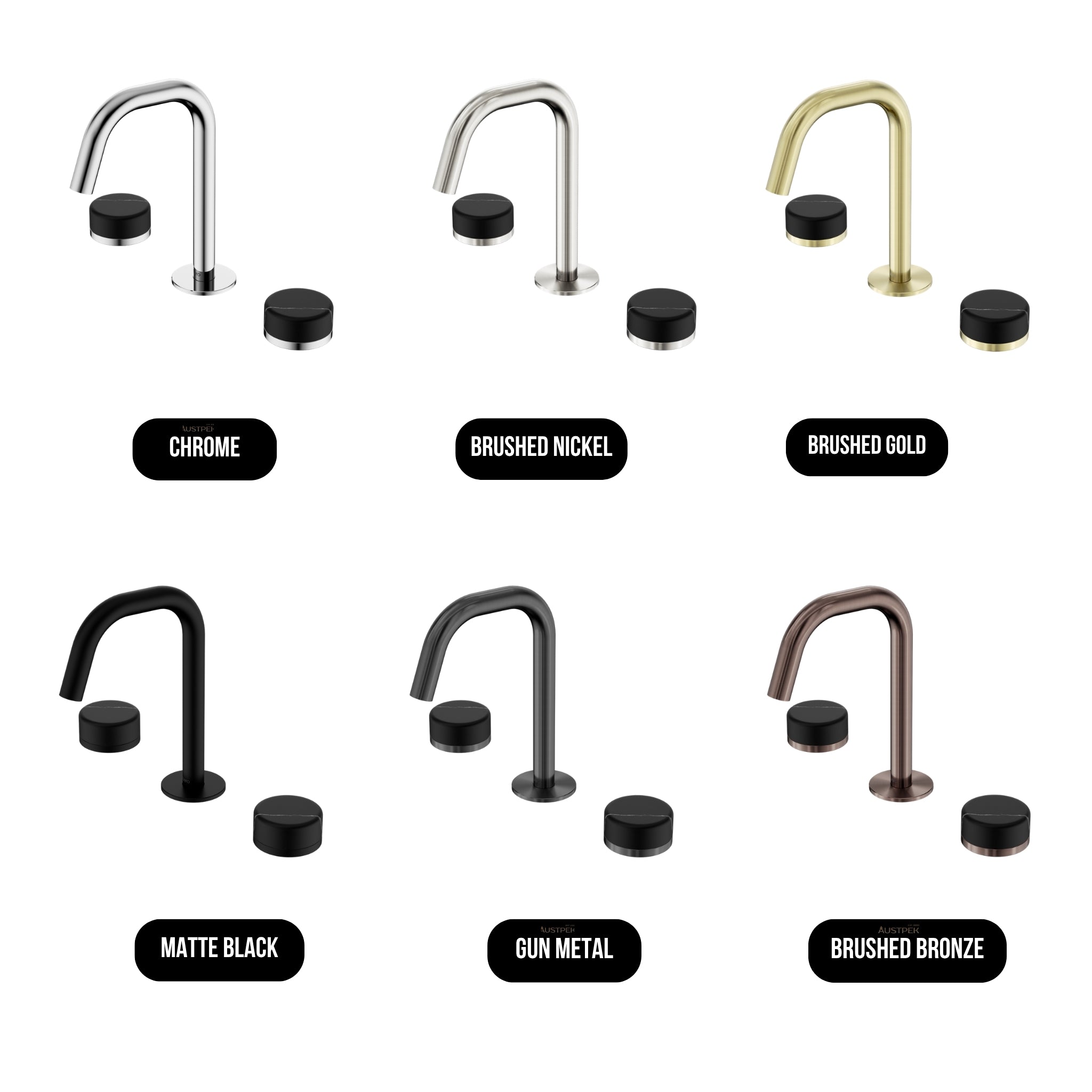 NERO SERENITY BASIN SET EDGE SPOUT WITH MARQUINA BLACK HANDLE 210MM MATTE BLACK