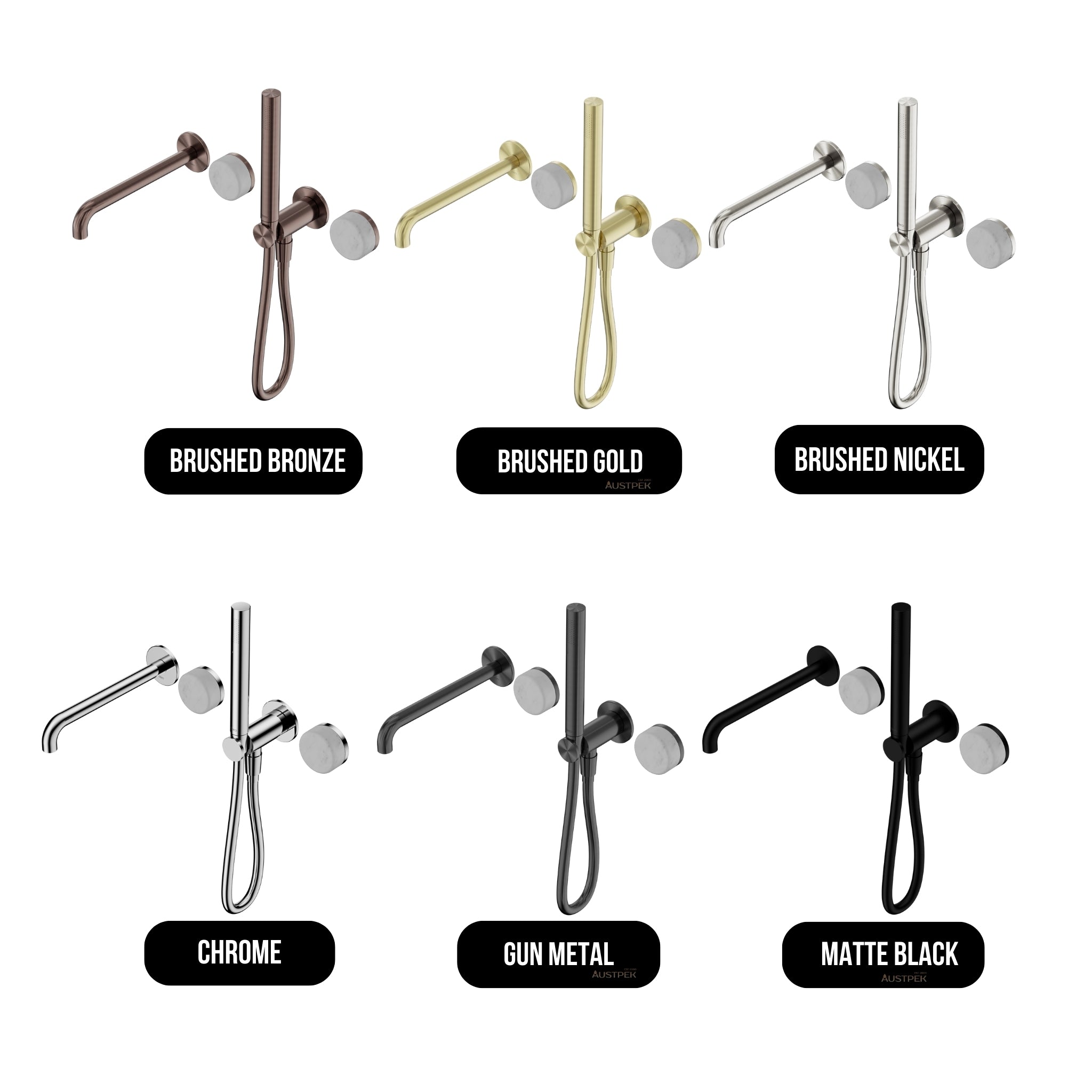NERO SERENITY PROGRESSIVE SHOWER SYSTEM WITH SPOUT WITH CARRARA HANDLE AND SLIM SHOWER 220MM CHROME