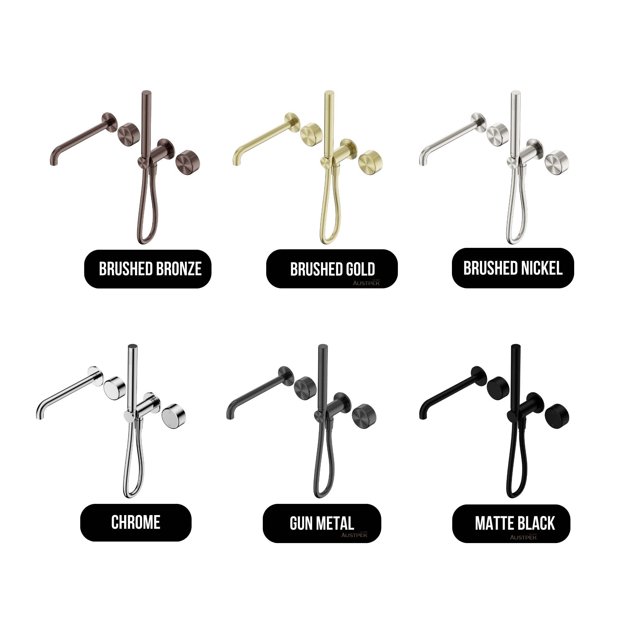 NERO SERENITY PROGRESSIVE SHOWER SYSTEM WITH SPOUT WITH METAL HANDLE AND SLIM SHOWER 220MM BRUSHED GOLD