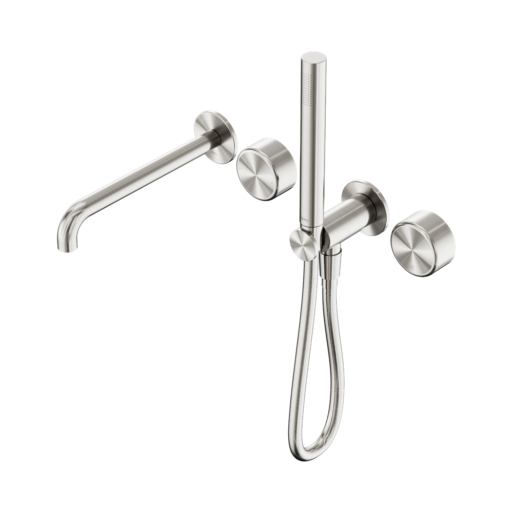 NERO SERENITY PROGRESSIVE SHOWER SYSTEM WITH SPOUT WITH METAL HANDLE AND SLIM SHOWER BRUSHED NICKEL