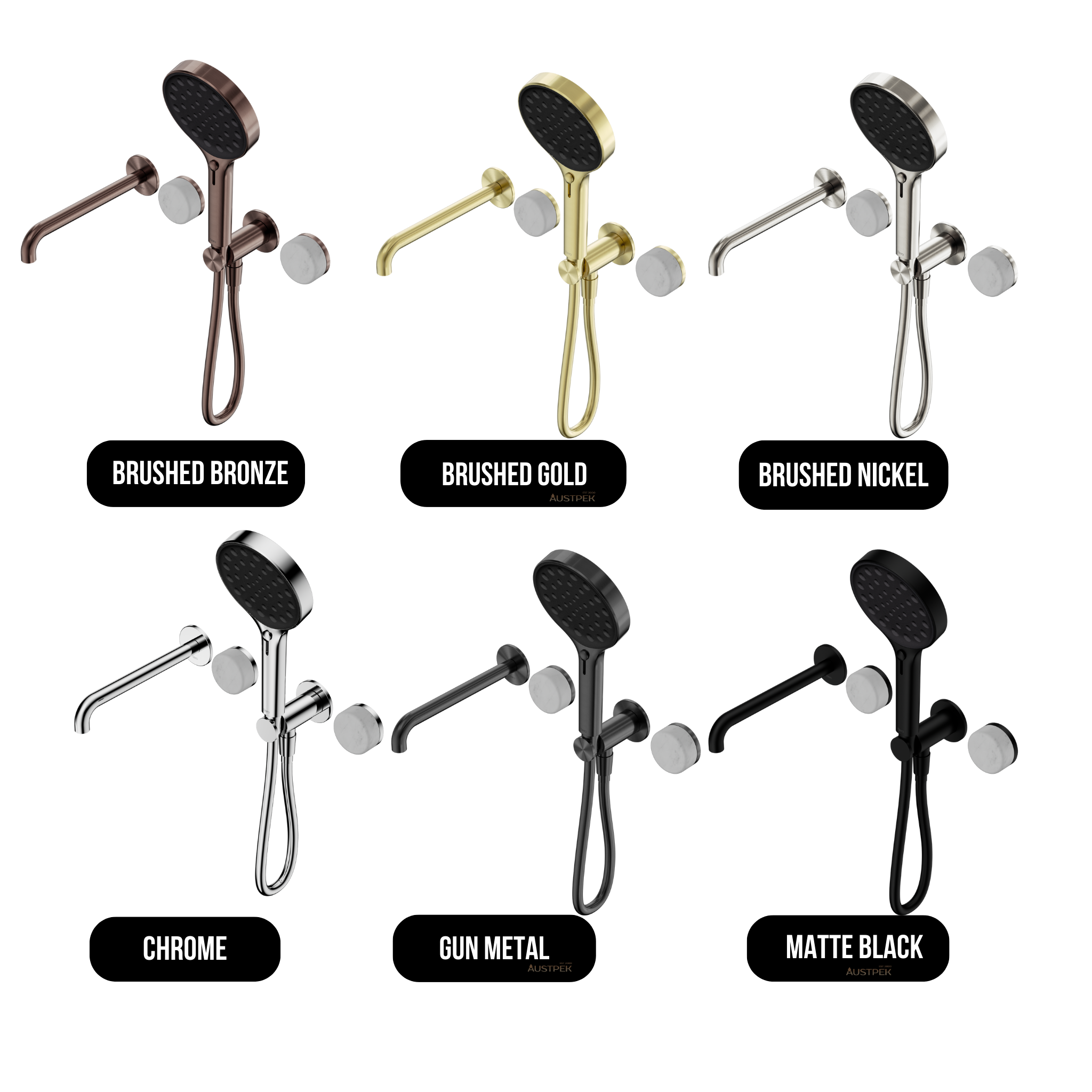 NERO SERENITY PROGRESSIVE SHOWER SYSTEM WITH SPOUT WITH CARRARA HANDLE AND SERENITY HAND SHOWER BRUSHED BRONZE