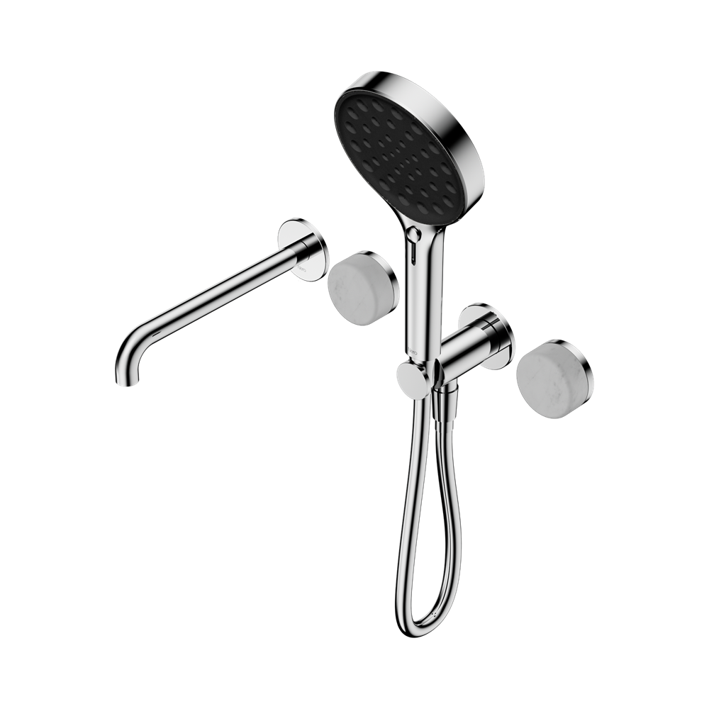 NERO SERENITY PROGRESSIVE SHOWER SYSTEM WITH SPOUT WITH CARRARA HANDLE AND SERENITY HAND SHOWER CHROME
