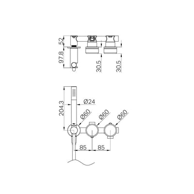 NERO SERENITY PROGRESSIVE SHOWER SYSTEM WITH CARRARA HANDLE AND SLIM SHOWER BRUSHED NICKEL