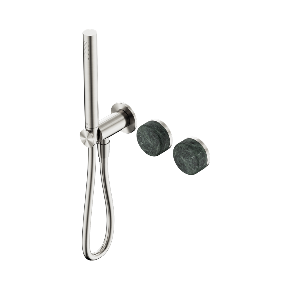 NERO SERENITY PROGRESSIVE SHOWER SYSTEM WITH VERDE ALPI HANDLE AND SLIM SHOWER BRUSHED NICKEL