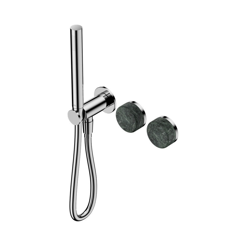 NERO SERENITY PROGRESSIVE SHOWER SYSTEM WITH VERDE ALPI HANDLE AND SLIM SHOWER CHROME