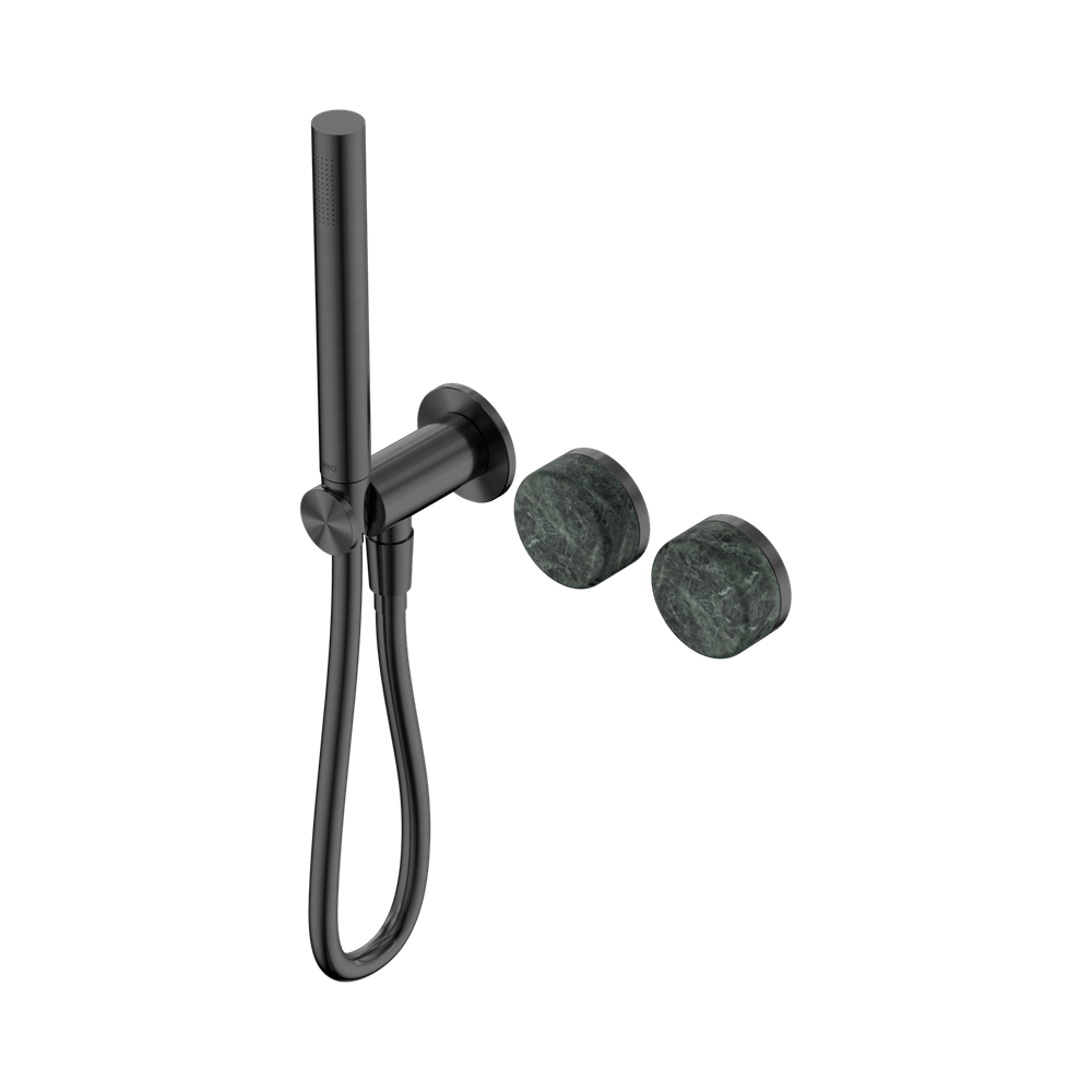 NERO SERENITY PROGRESSIVE SHOWER SYSTEM WITH VERDE ALPI HANDLE AND SLIM SHOWER GUN METAL