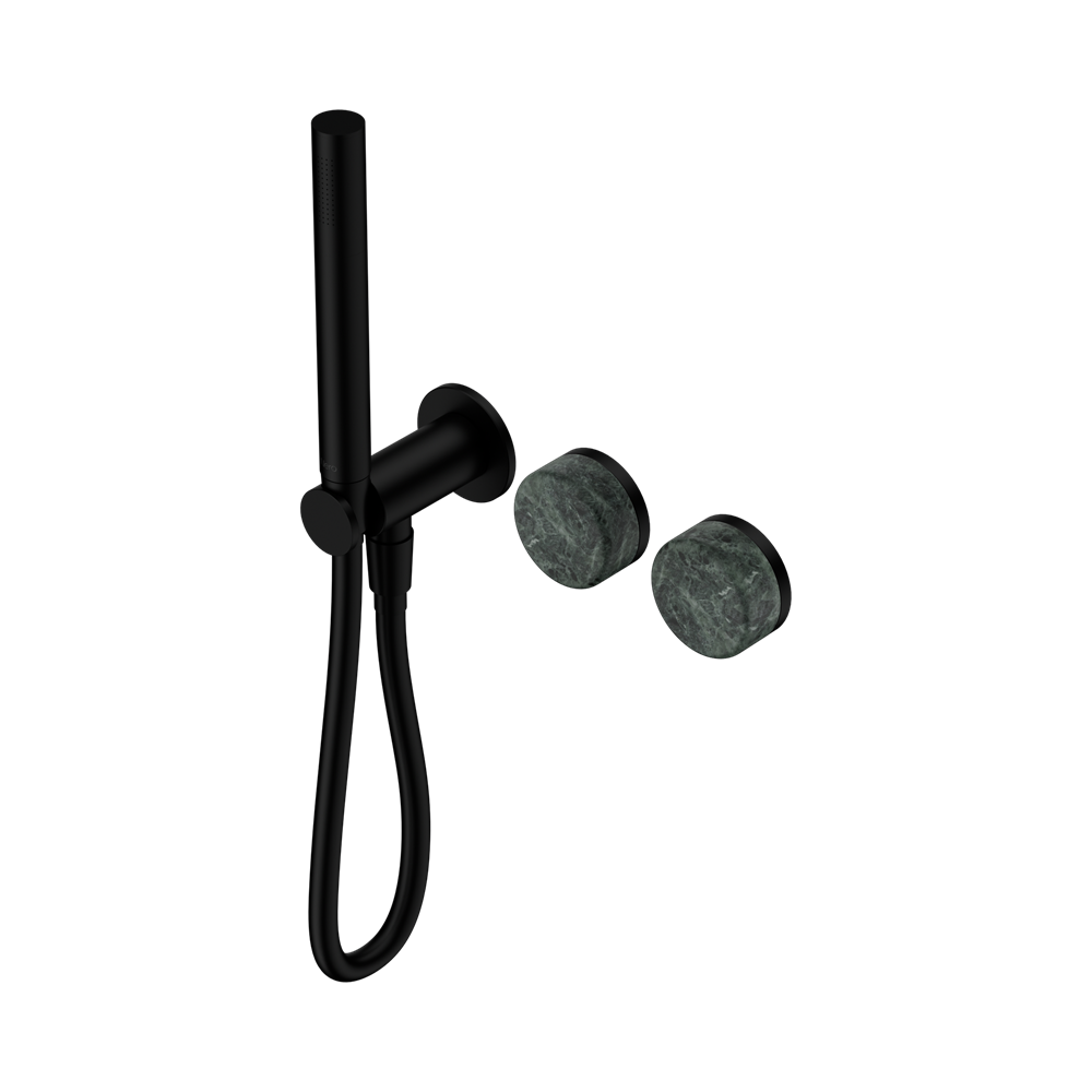 NERO SERENITY PROGRESSIVE SHOWER SYSTEM WITH VERDE ALPI HANDLE AND SLIM SHOWER MATTE BLACK