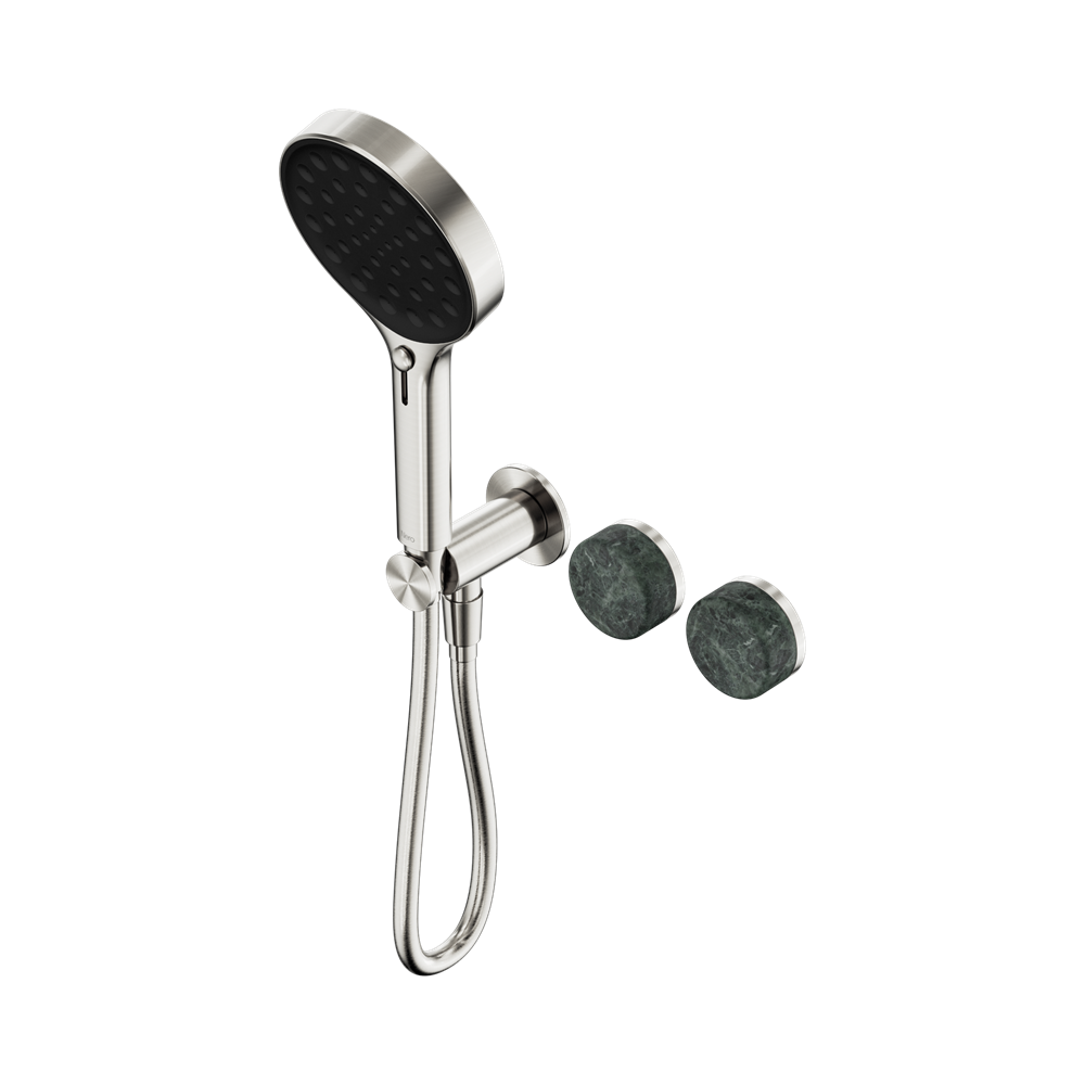 NERO SERENITY PROGRESSIVE SHOWER SYSTEM WITH VERDE ALPI HANDLE AND SERENITY HAND SHOWER BRUSHED NICKEL