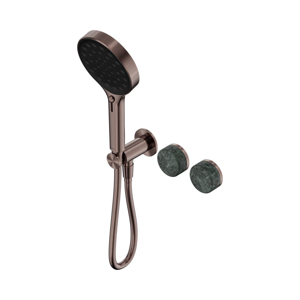 NERO SERENITY PROGRESSIVE SHOWER SYSTEM WITH VERDE ALPI HANDLE AND SERENITY HAND SHOWER BRUSHED BRONZE
