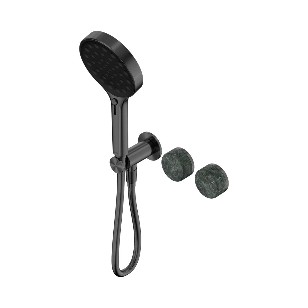 NERO SERENITY PROGRESSIVE SHOWER SYSTEM WITH VERDE ALPI HANDLE AND SERENITY HAND SHOWER GUN METAL