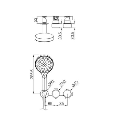 NERO SERENITY PROGRESSIVE SHOWER SYSTEM WITH METAL HANDLE AND SERENITY HAND SHOWER GUN METAL