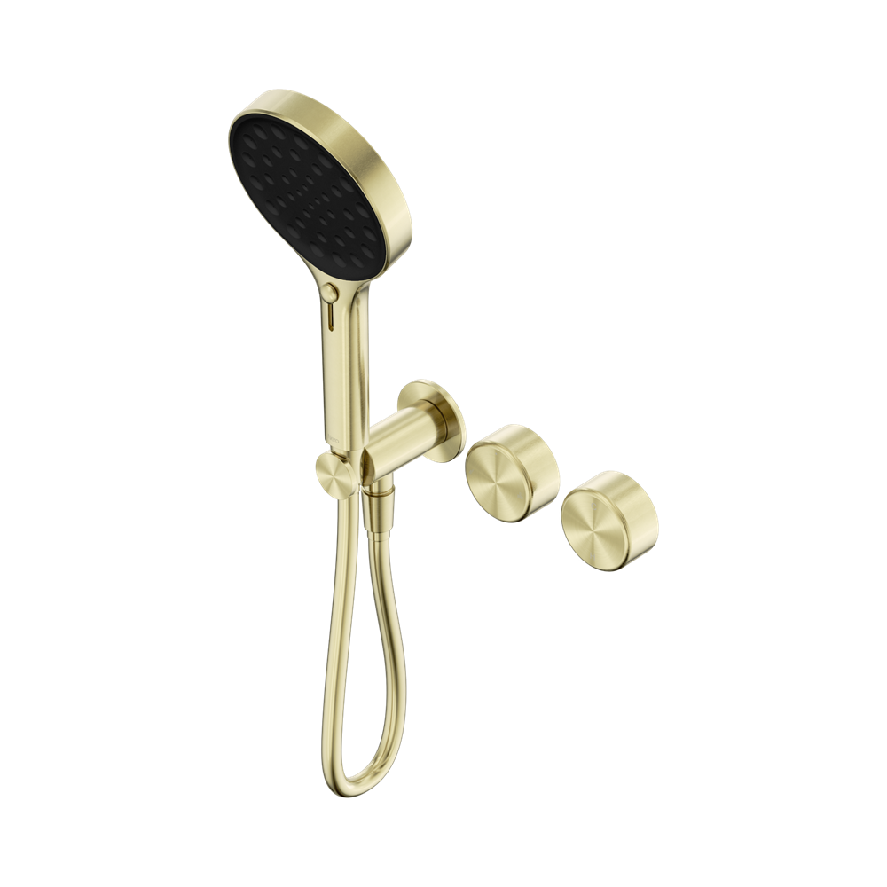 NERO SERENITY PROGRESSIVE SHOWER SYSTEM WITH METAL HANDLE AND SERENITY HAND SHOWER BRUSHED GOLD